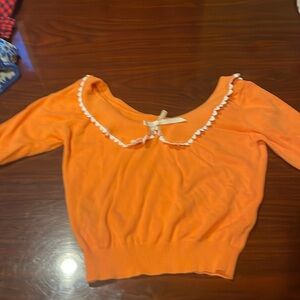 NWOT Collectif Babette Heart Trim Jumper Sweater Orange sz L